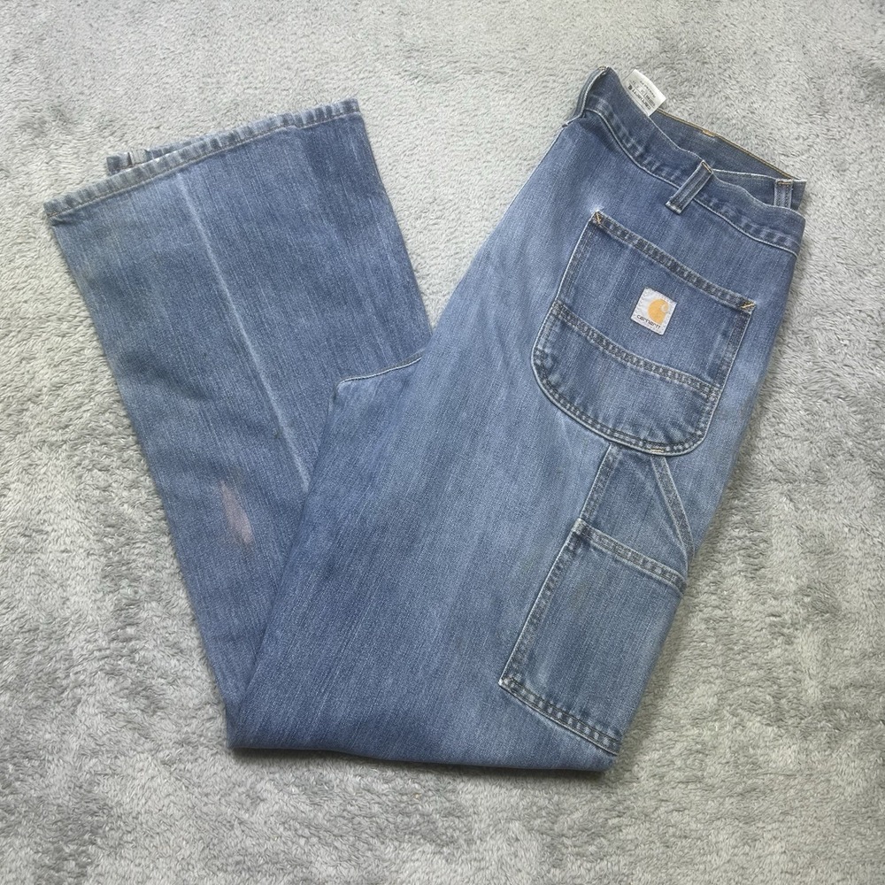 CARHARTT Jeans Mens 38x34 Relaxed Fit Straight Carpenter Distressed 103327-966